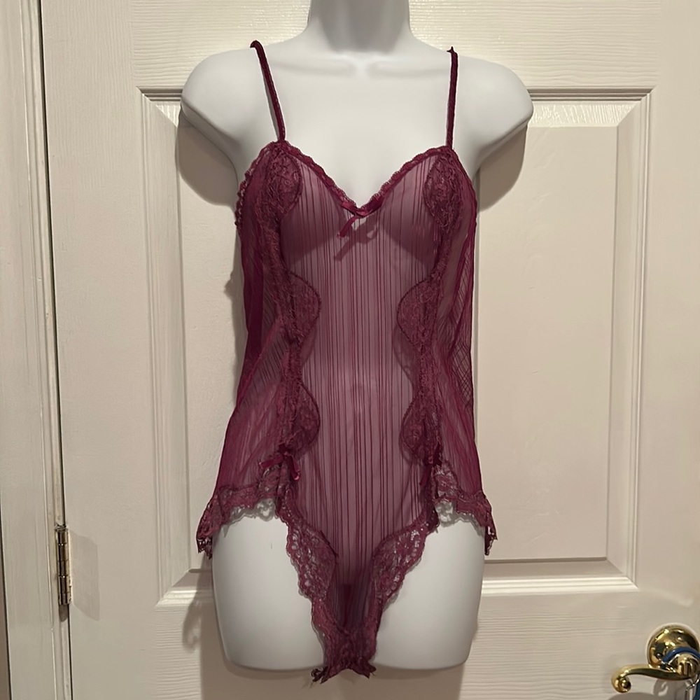 Blush Sheer Purple Teddy Bodysuit Sz S